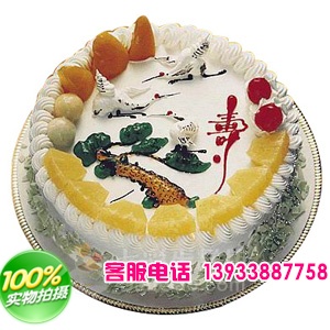 鲜奶水果祝寿蛋糕，时令的水果装饰